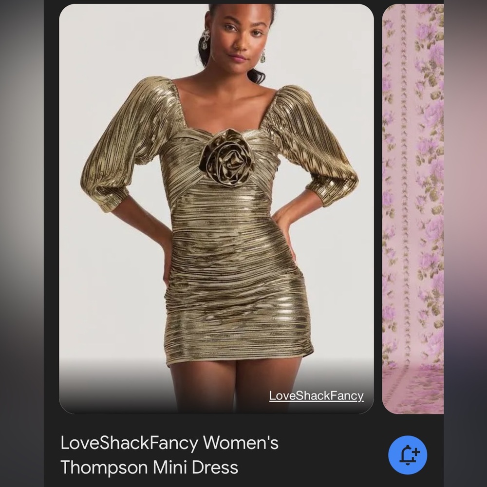 Love Shack Fancy Gold Thompson Mini Dress Size: 00